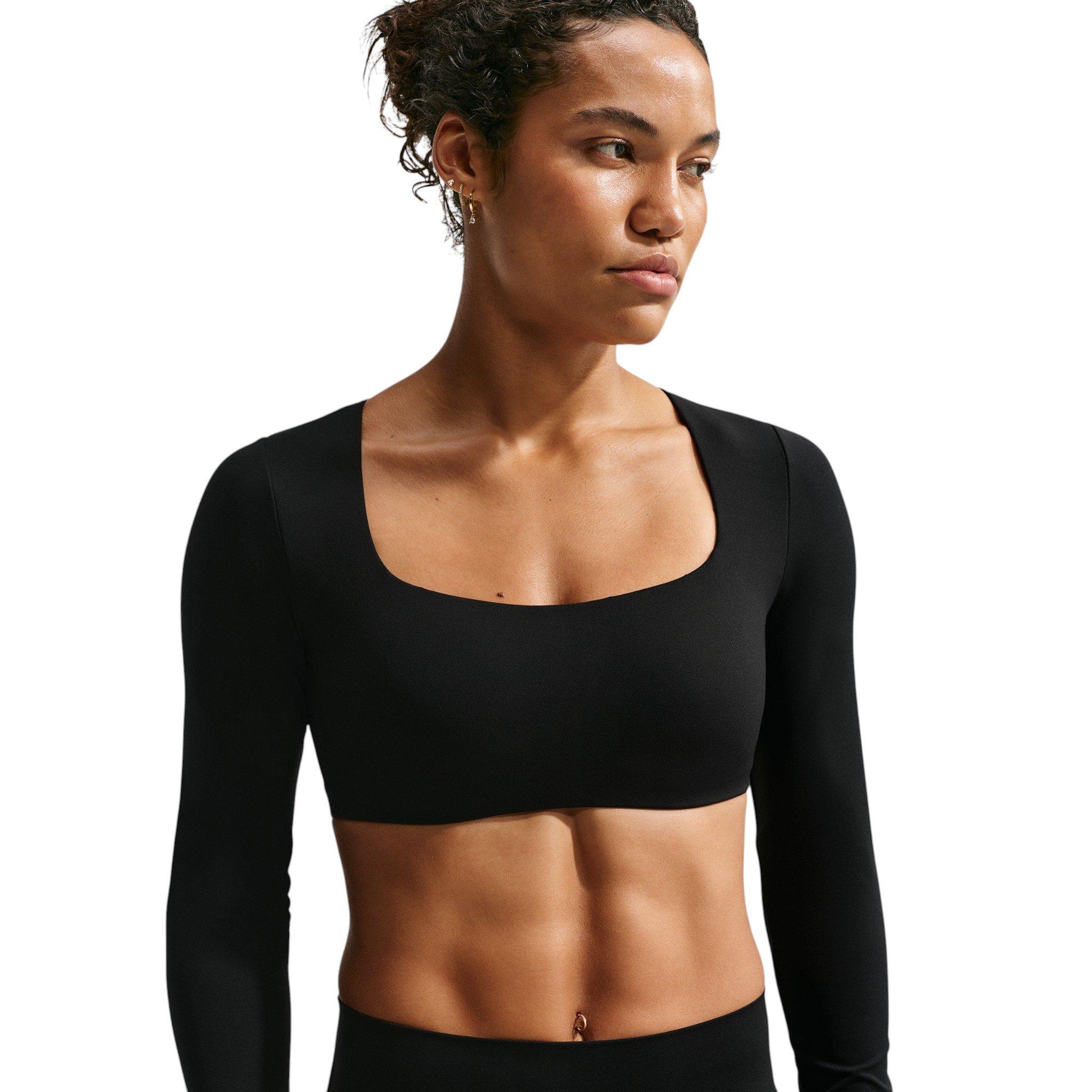Nike Women's Zenvy Lt-Support Padded Long-Sleeve Sports Bra - Black - BLACK